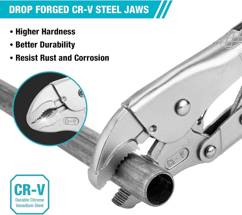 DURATECH 10-Inch Locking Pliers, Premium Cr-V Construction, Curved Jaw Locking Pliers with Wire Cutter, Fit for Clamping Twisting Welding - Image 3